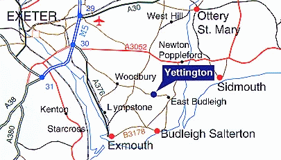 Map Showing Location of Cider Cottage near Budleigh Salterton, in Devon